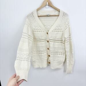 Sundance Crochet Cardigan Sweater Petite Medium Cottage Boho Coastal Fisherman